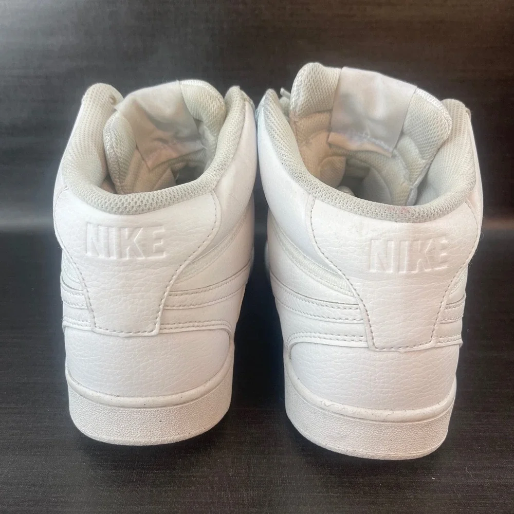 Nike Court Vision Mid Mens size 9.5 White Leather‎ Athletic Casual Shoes DN3577